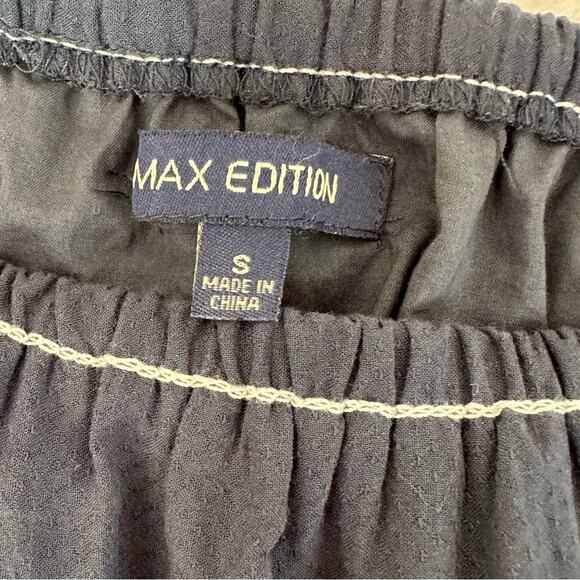 Max Edition Dress Women's Small Navy Floral Embroidered 3/4 Flutter sleeve - Picture 2 of 6